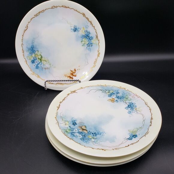 Vintage Set of 4 Salad Plates Uno Favorite China Hand Painted Floral Bavaria - Picture 1 of 8